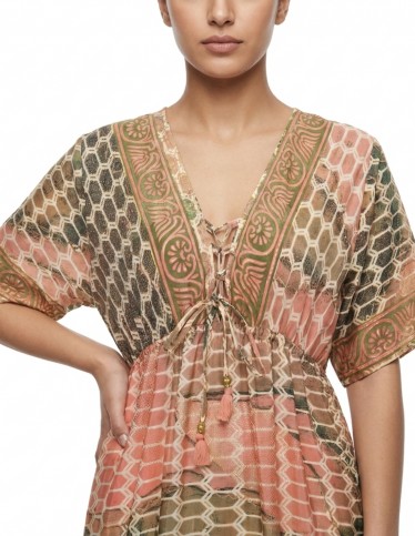 Bohemian Printed Maxi Jalabiya with Tassels