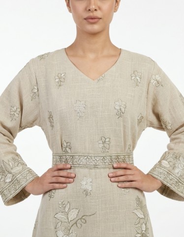 Elegant Embroidered Jalabiya with Belt
