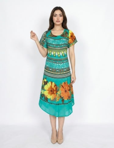 Turquoise Tropical Floral Jalabiya