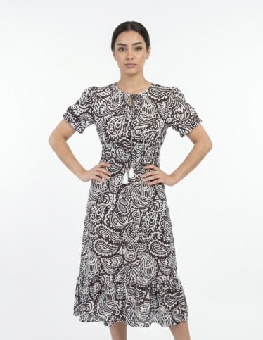 Black & White Paisley Print Casual Jalabiya