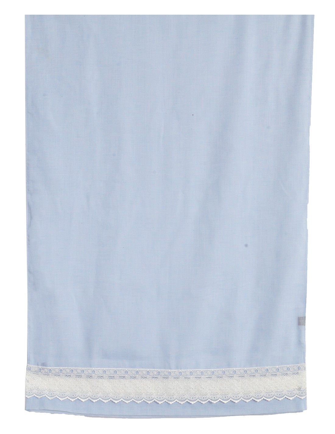 Premium Sky Blue Linen Scarf with Elegant White Lace
