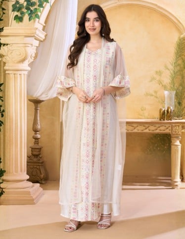 Elegant Pastel Layered Jalabiya