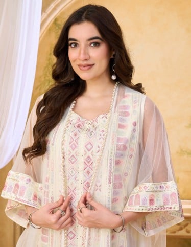 Elegant Pastel Layered Jalabiya