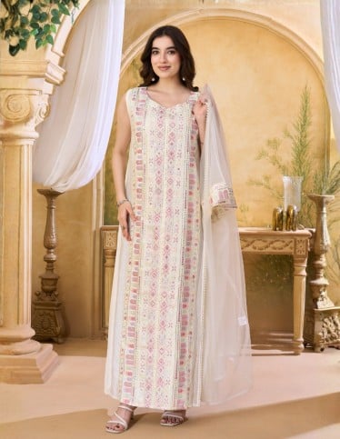 Elegant Pastel Layered Jalabiya