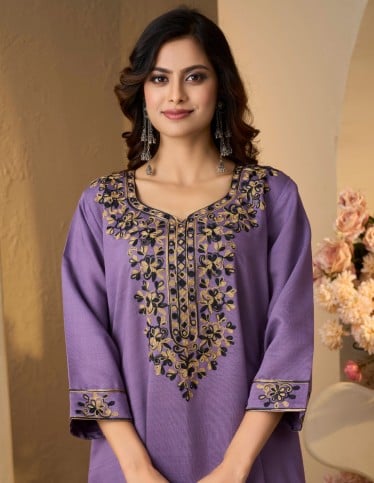 Majestic Purple Jalabiya with Golden Embroidery