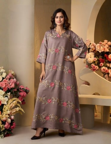 Elegant Floral Mauve Jalabiya