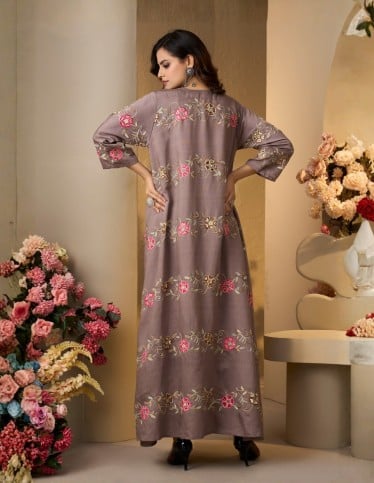 Elegant Floral Mauve Jalabiya