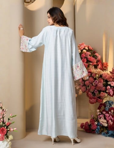 Light Blue Mirror Work Tassel Jalabiya