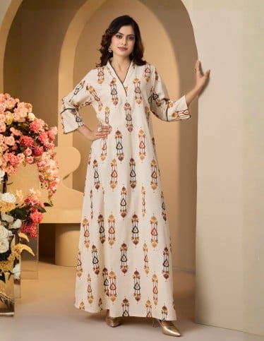 Traditional Motif Printed Kaftan