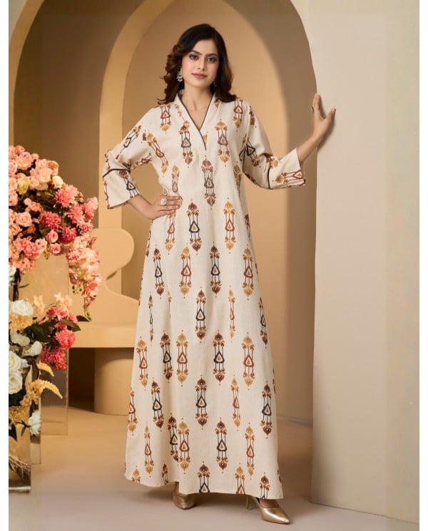 Traditional Motif Printed Kaftan