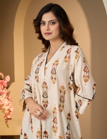 Traditional Motif Printed Kaftan