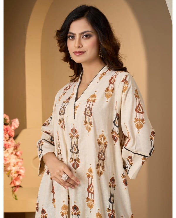 Traditional Motif Printed Kaftan