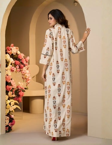 Traditional Motif Printed Kaftan