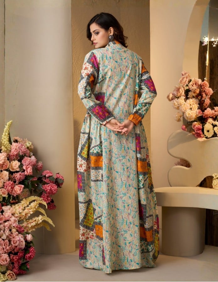 Vibrant Patchwork Printed Jalabiya