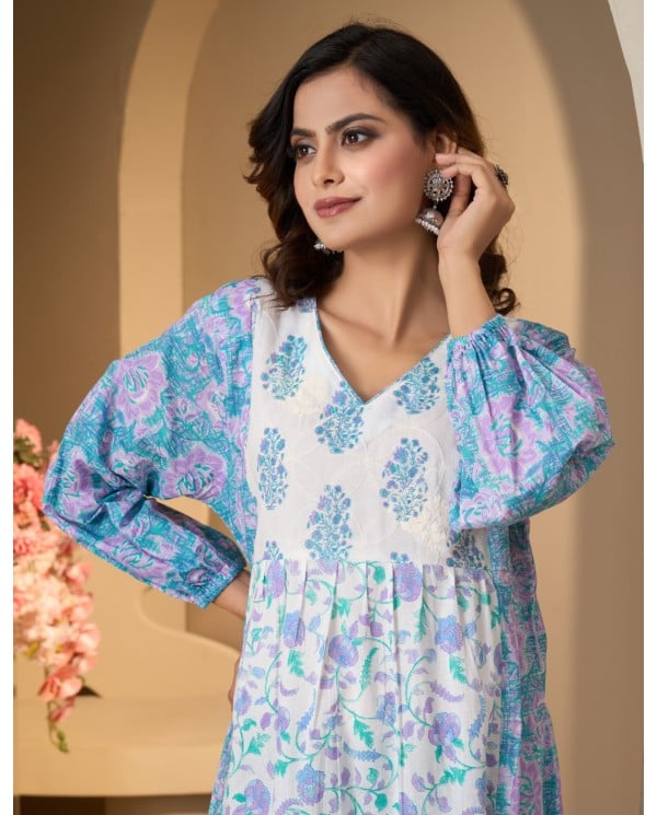 Tiered Floral Printed Jalabiya