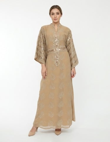 Elegant Gold Sequin Embroidered Jalabiya