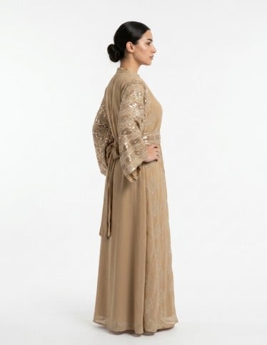 Elegant Gold Sequin Embroidered Jalabiya