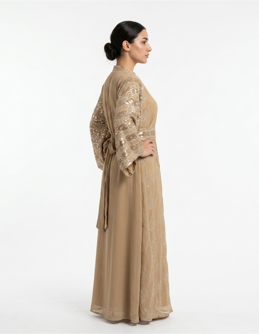 Elegant Gold Sequin Embroidered Jalabiya