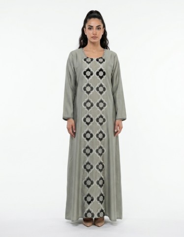 Sage Green Geometric Motif Jalabiya