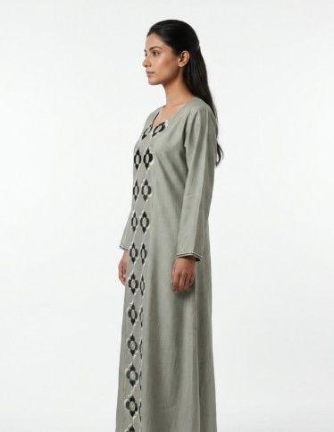 Sage Green Geometric Motif Jalabiya