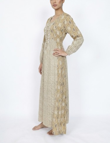 Elegant Earth-Tone Embroidered Jalabiya