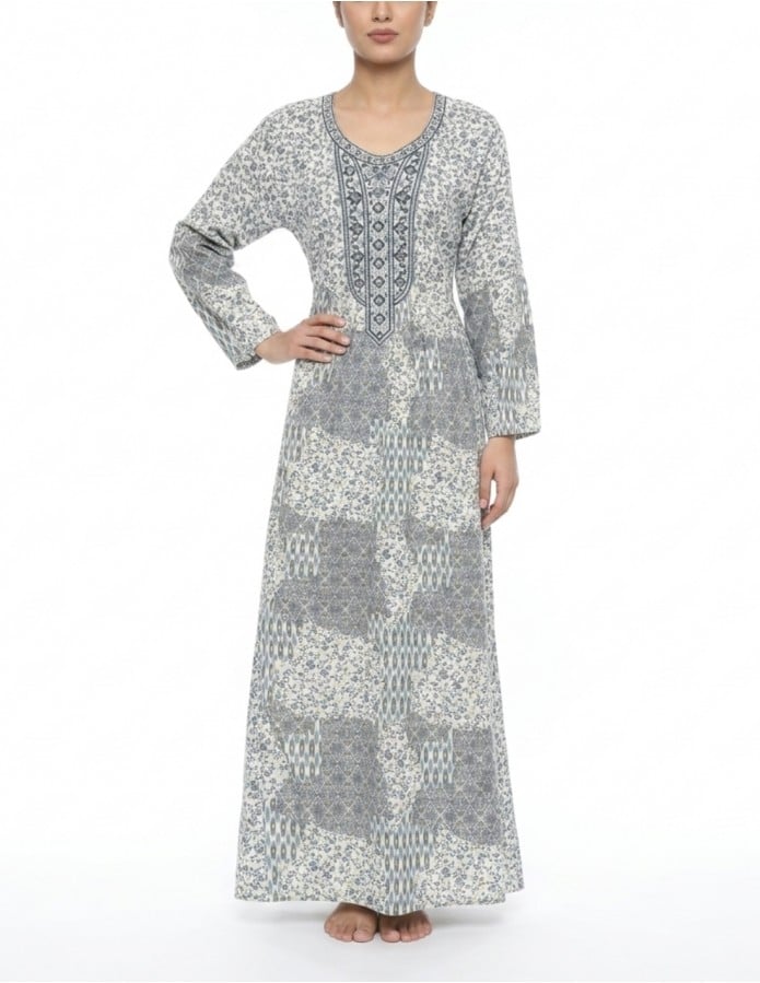 Sophisticated Floral Blue Patterned Jalabiya