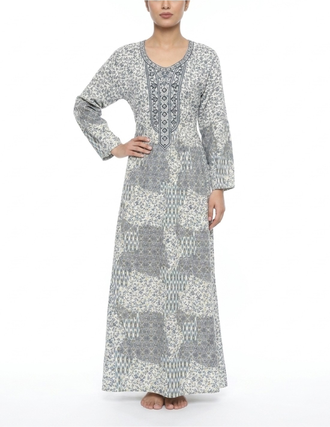 Sophisticated Floral Blue Patterned Jalabiya