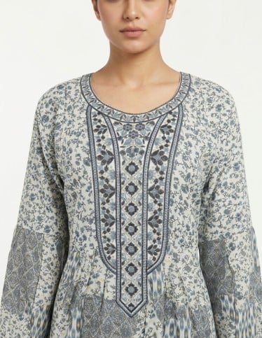 Sophisticated Floral Blue Patterned Jalabiya