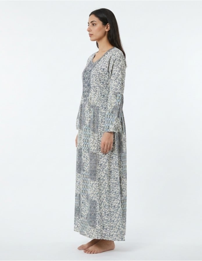 Sophisticated Floral Blue Patterned Jalabiya