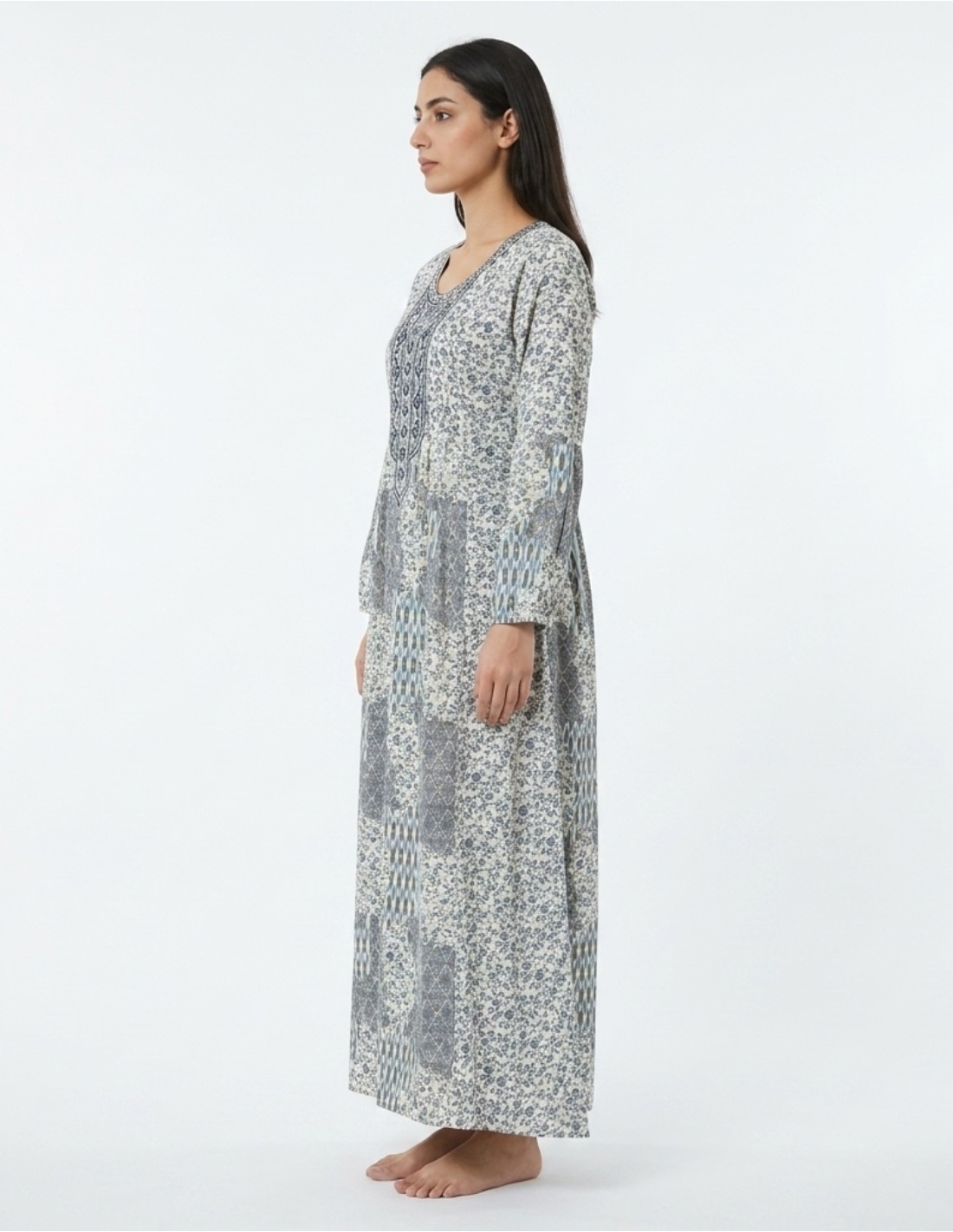 Sophisticated Floral Blue Patterned Jalabiya