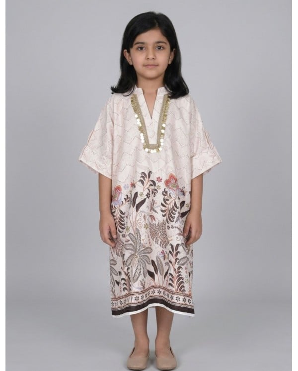 Kids Botanical Print Kaftan Jalabiya