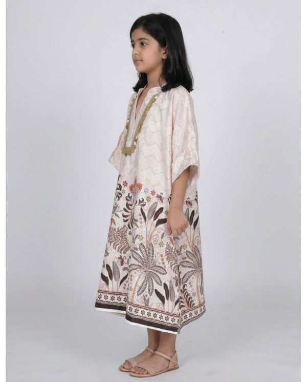 Kids Botanical Print Kaftan Jalabiya