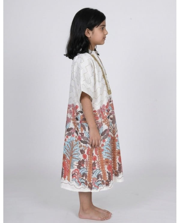 Kids Vibrant Forest Print Long Sleeve Jalabiya
