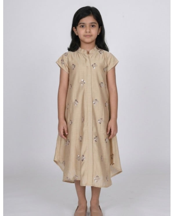 Elegant Beige Sequin Jalabiya for Girls
