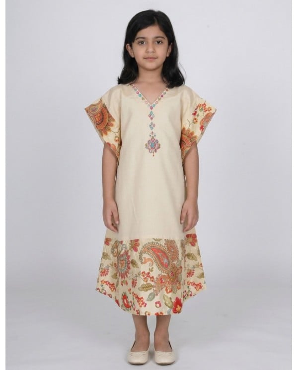 Vibrant Floral Border Jalabiya for Girls