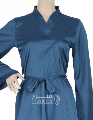 Buy Lace-Trim Satin Long Robe in Jeddah